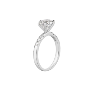 Elegant solitaire diamond engagement ring with a raised round-cut center stone