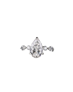 Pear-shaped diamond engagement ring with sparkling round diamond accents