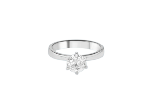 Elegant solitaire engagement rings with a round-cut diamond and polished silver band